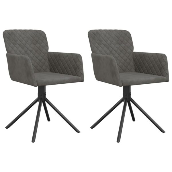 vidaXL Swivel Dining Chairs 2 pcs Dark Gray Velvet - Image 2