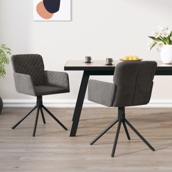 vidaXL Swivel Dining Chairs 2 pcs Dark Gray Velvet