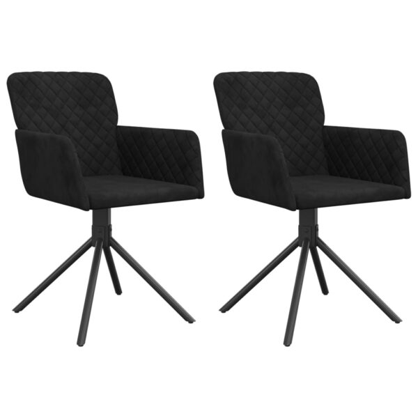 vidaXL Swivel Dining Chairs 2 pcs Black Velvet - Image 2