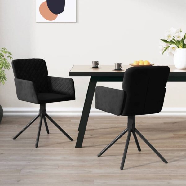 vidaXL Swivel Dining Chairs 2 pcs Black Velvet