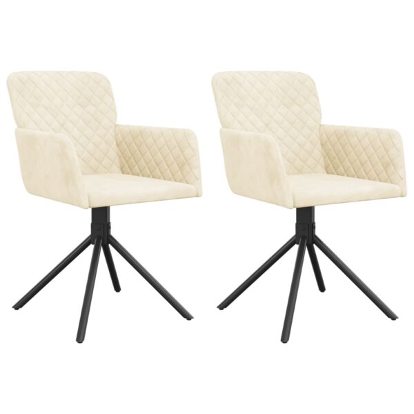 vidaXL Swivel Dining Chairs 2 pcs Cream Velvet - Image 2