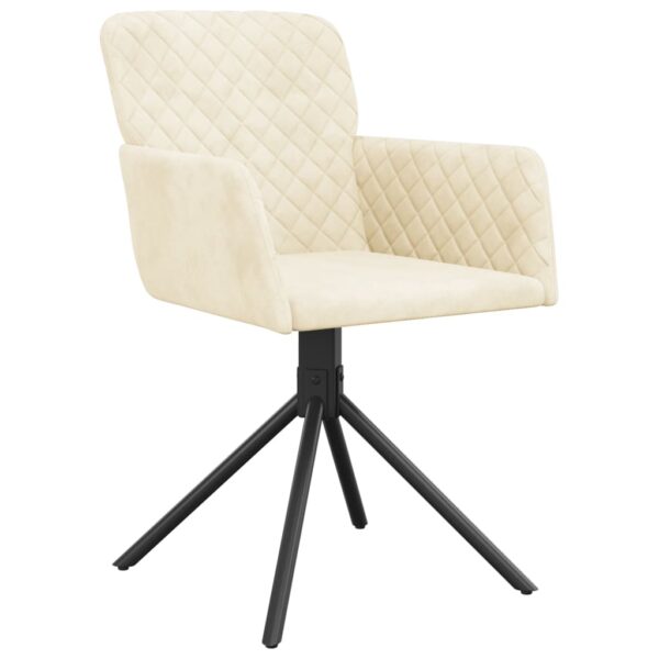 vidaXL Swivel Dining Chairs 2 pcs Cream Velvet - Image 3