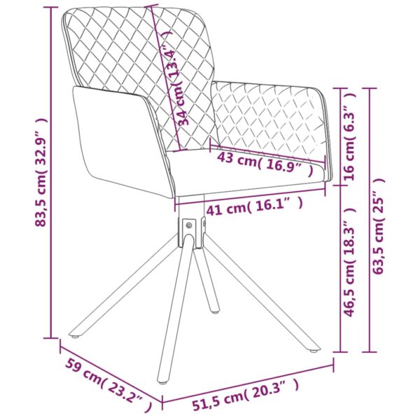 vidaXL Swivel Dining Chairs 2 pcs Cream Velvet - Image 10