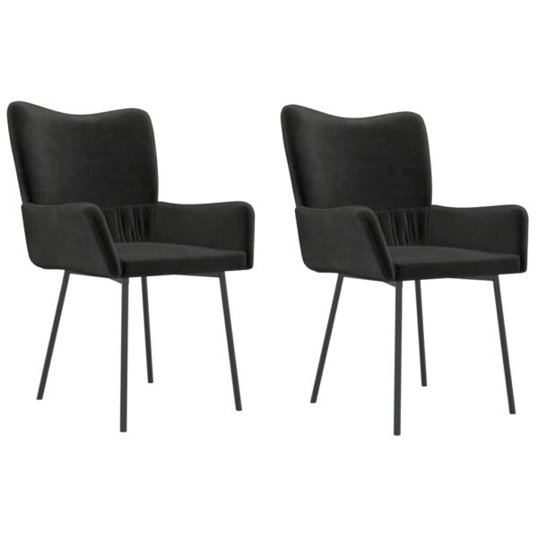 vidaXL Dining Chairs 2 pcs Black Velvet - Image 2