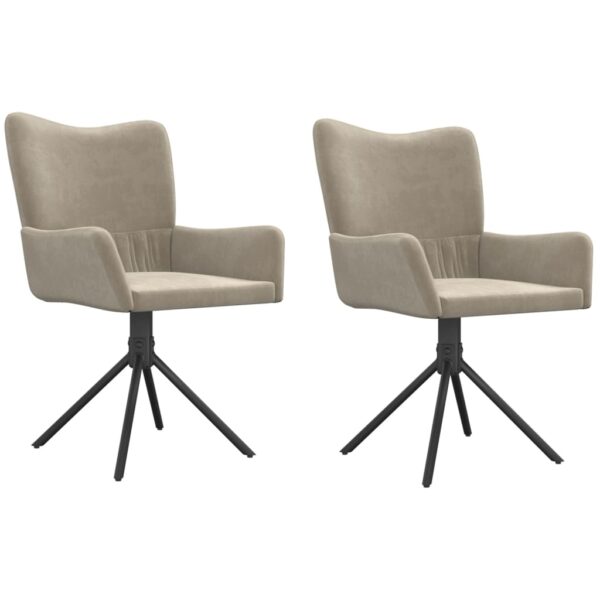 vidaXL Swivel Dining Chairs 2 pcs Light Gray Velvet - Image 2