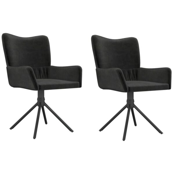 vidaXL Swivel Dining Chairs 2 pcs Black Velvet - Image 2