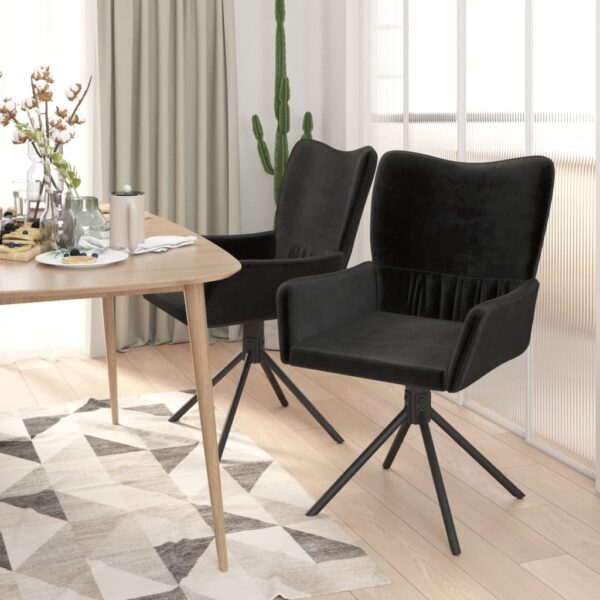 vidaXL Swivel Dining Chairs 2 pcs Black Velvet - Image 3