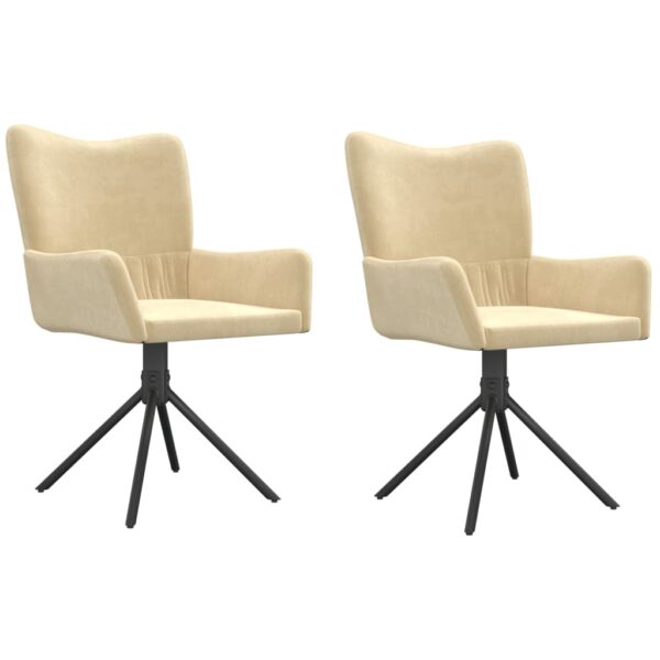 vidaXL Swivel Dining Chairs 2 pcs Cream Velvet - Image 2