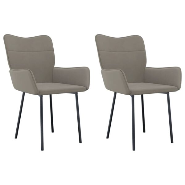 vidaXL Dining Chairs 2 pcs Light Gray Velvet - Image 2