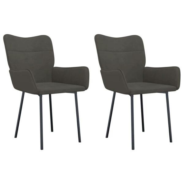 vidaXL Dining Chairs 2 pcs Dark Gray Velvet - Image 2