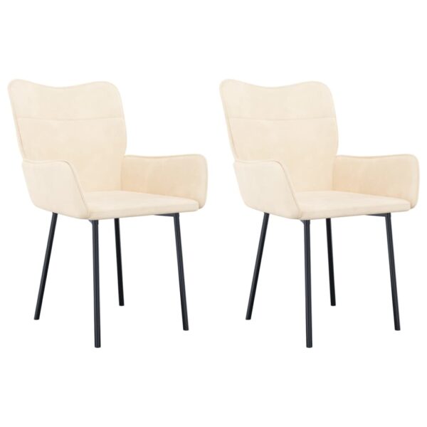 vidaXL Dining Chairs 2 pcs Cream Velvet - Image 2