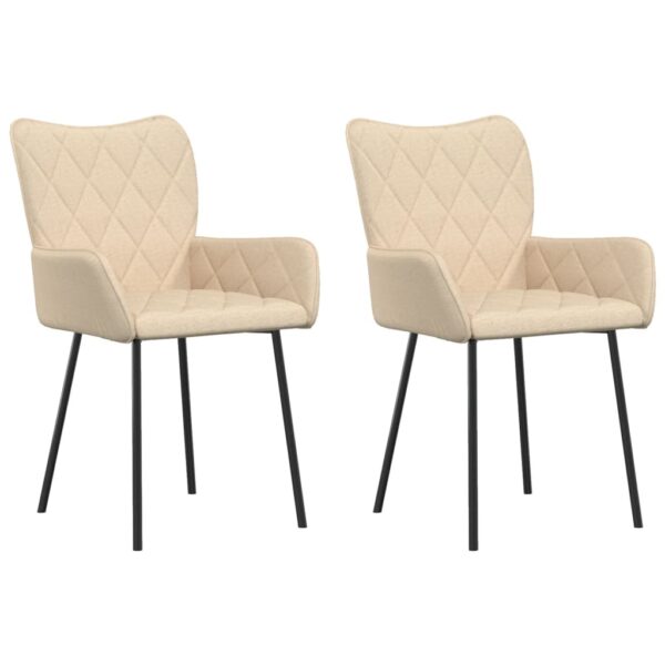 vidaXL Dining Chairs 2 pcs Cream Fabric - Image 2