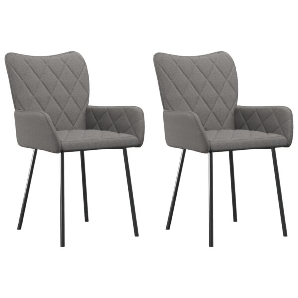 vidaXL Dining Chairs 2 pcs Light Gray Fabric - Image 2