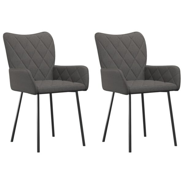 vidaXL Dining Chairs 2 pcs Dark Gray Fabric - Image 2