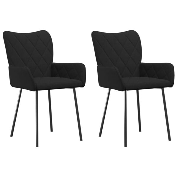 vidaXL Dining Chairs 2 pcs Black Fabric - Image 2