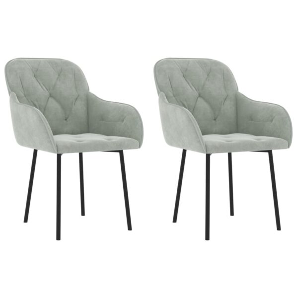 vidaXL Dining Chairs 2 pcs Light Gray Velvet - Image 2