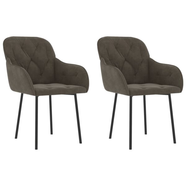 vidaXL Dining Chairs 2 pcs Dark Gray Velvet - Image 2