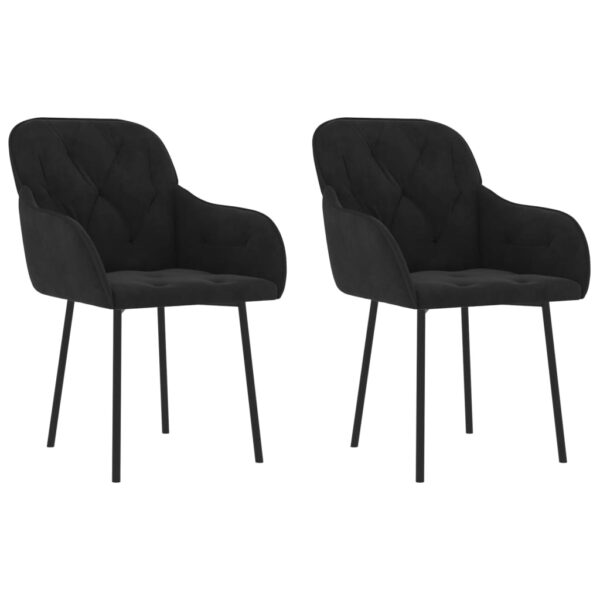 vidaXL Dining Chairs 2 pcs Black Velvet - Image 2