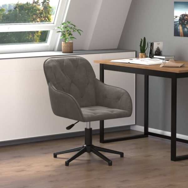 vidaXL Swivel Office Chair Dark Gray Velvet