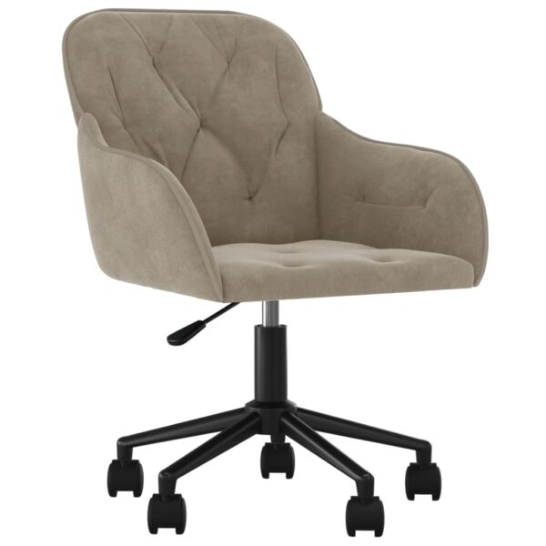 vidaXL Swivel Office Chair Light Gray Velvet - Image 2