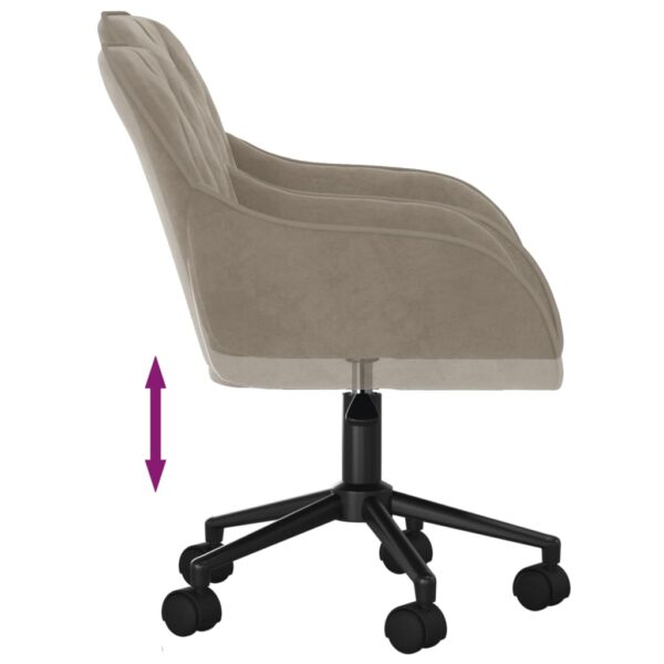 vidaXL Swivel Office Chair Light Gray Velvet - Image 6