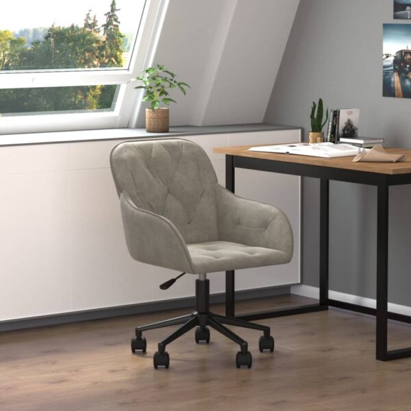 vidaXL Swivel Office Chair Light Gray Velvet