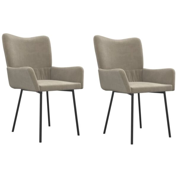 vidaXL Dining Chairs 2 pcs Light Gray Velvet - Image 2