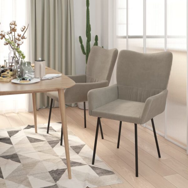 vidaXL Dining Chairs 2 pcs Light Gray Velvet - Image 3