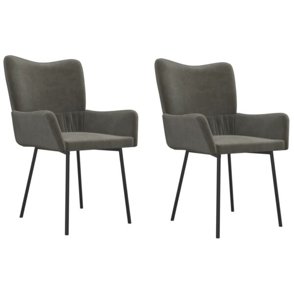 vidaXL Dining Chairs 2 pcs Dark Gray Velvet - Image 2