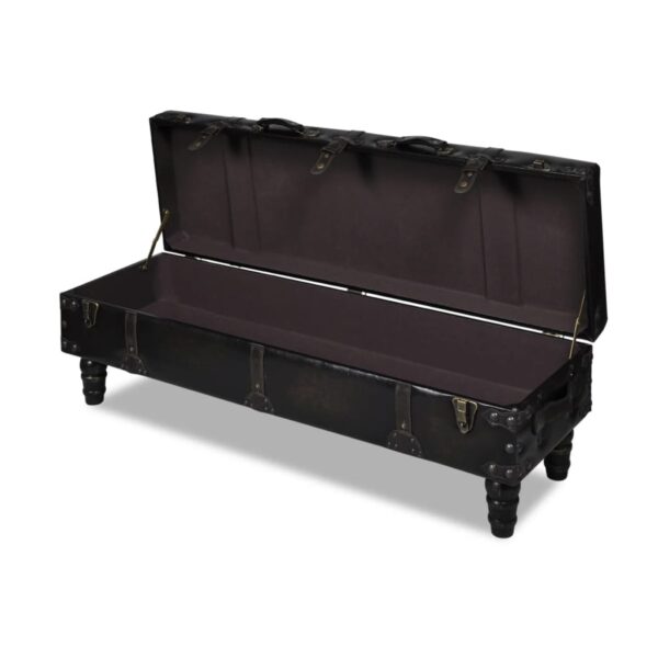 vidaXL Storage Bench 43.7" Dark Brown Solid Wood Pine&Faux Leather - Image 2