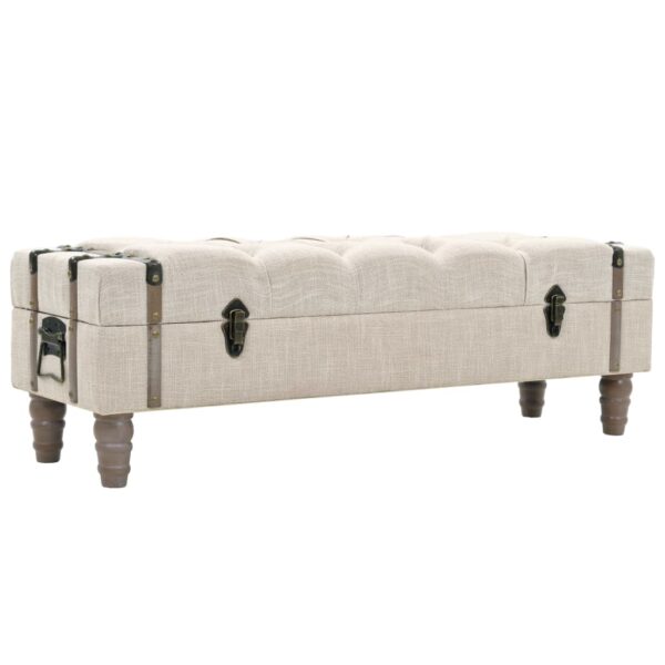 vidaXL Storage Bench 43.7" Cream Solid Wood Fir&Fabric