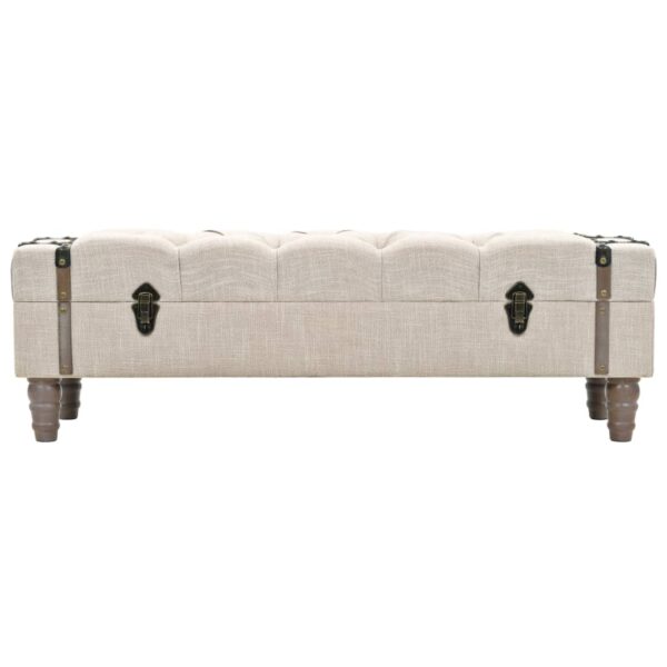 vidaXL Storage Bench 43.7" Cream Solid Wood Fir&Fabric - Image 2