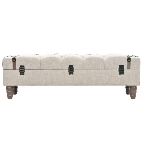 vidaXL Storage Bench 43.7" Cream Solid Wood Fir&Fabric - Image 4