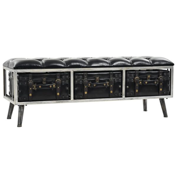 vidaXL Storage Bench 43.3" Black Faux Leather - Image 2