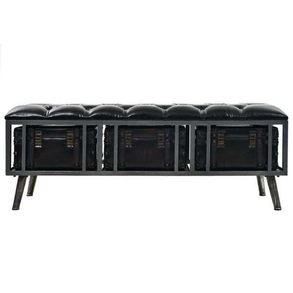 vidaXL Storage Bench 43.3" Black Faux Leather - Image 5