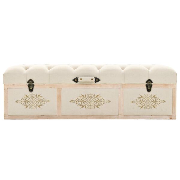 vidaXL Storage Bench 43.3" Cream Solid Wood Fir - Image 2