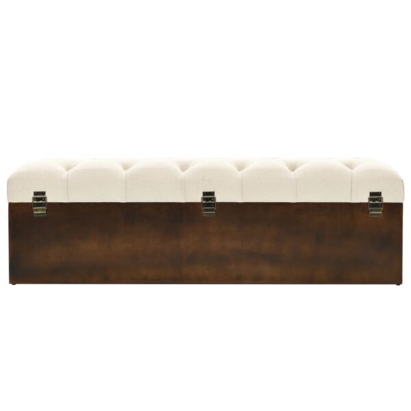 vidaXL Storage Bench 43.3" Cream Solid Wood Fir - Image 4