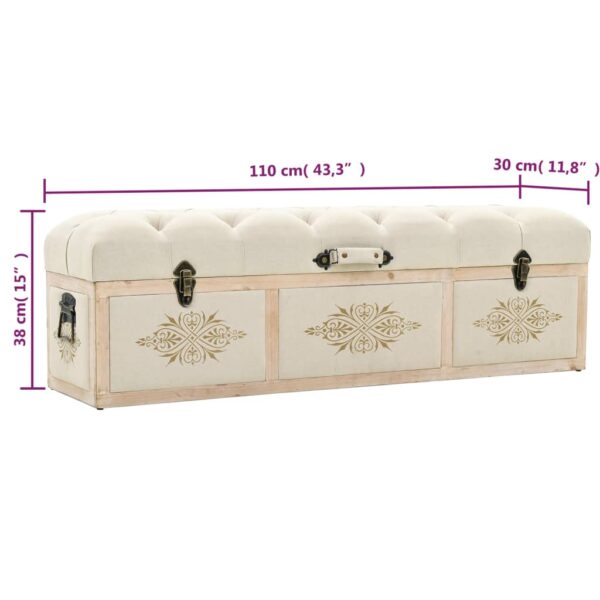 vidaXL Storage Bench 43.3" Cream Solid Wood Fir - Image 7