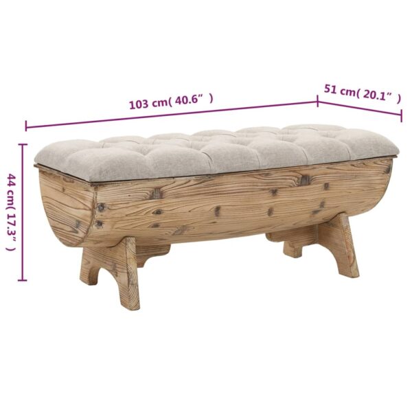 vidaXL Storage Bench 40.6" Solid Wood Fir - Image 6