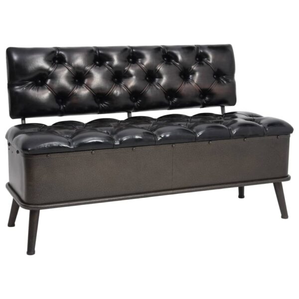 vidaXL Storage Bench with Backrest 43.3" Black Faux Leather