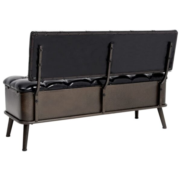 vidaXL Storage Bench with Backrest 43.3" Black Faux Leather - Image 5