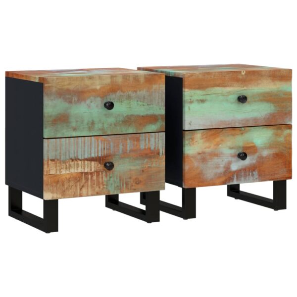 vidaXL Bedside Cabinets 2 pcs 15.7"x13"x18.1" Solid Wood Reclaimed - Image 2