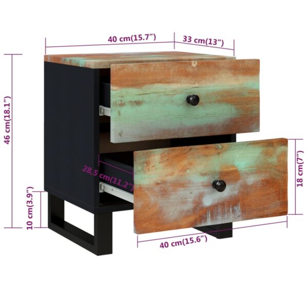 vidaXL Bedside Cabinets 2 pcs 15.7"x13"x18.1" Solid Wood Reclaimed - Image 12