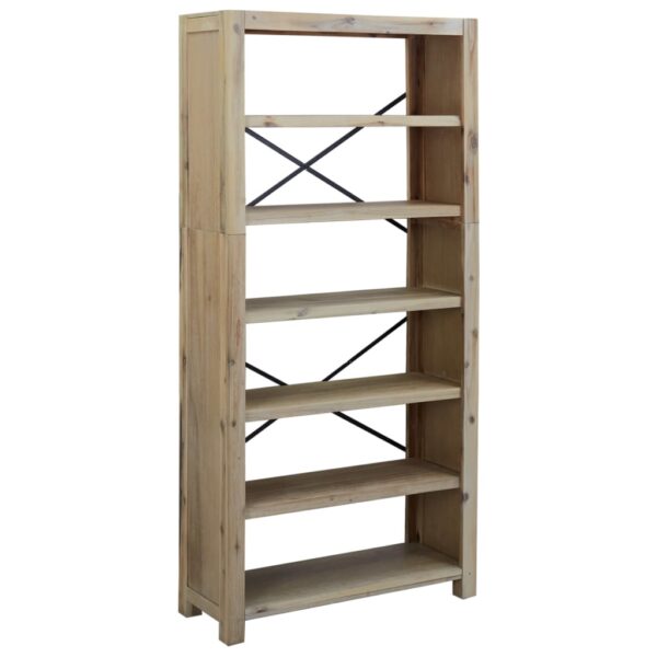 vidaXL 6-Tier Bookcase 31.5"x11.8"x66.9" Solid Wood Acacia - Image 2