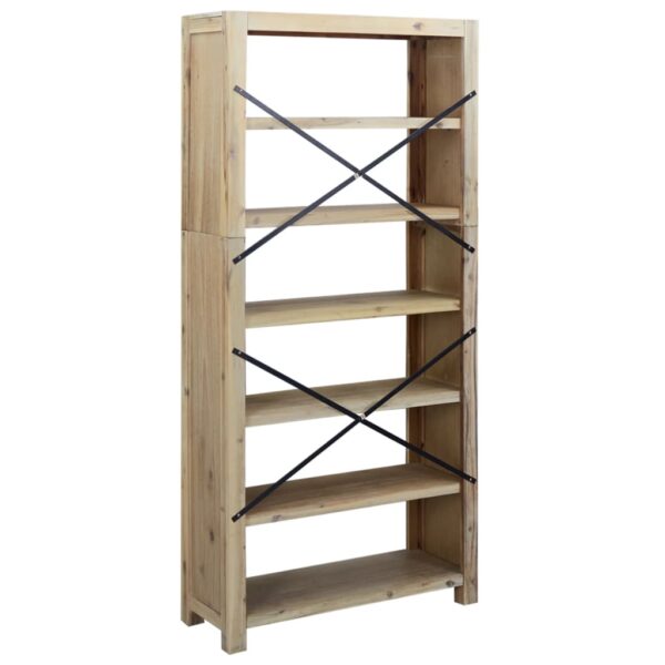 vidaXL 6-Tier Bookcase 31.5"x11.8"x66.9" Solid Wood Acacia - Image 5