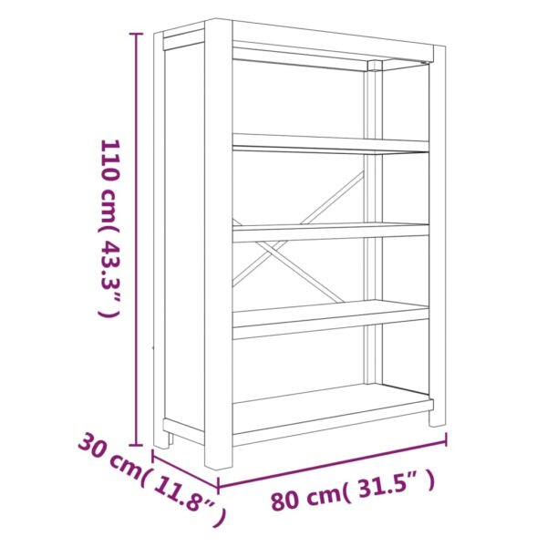 vidaXL 4-Tier Bookcase 31.5"x11.8"x43.3" Solid Wood Acacia - Image 8