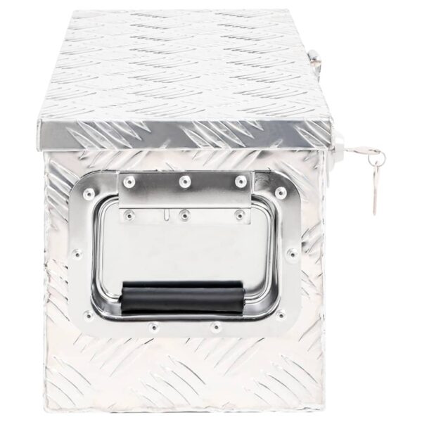 vidaXL Storage Box Silver 23.6"x9.3"x9.1" Aluminum - Image 3