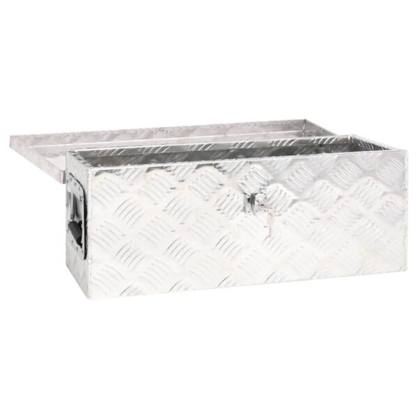 vidaXL Storage Box Silver 23.6"x9.3"x9.1" Aluminum - Image 5