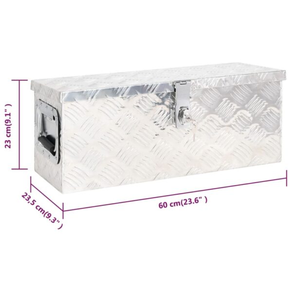 vidaXL Storage Box Silver 23.6"x9.3"x9.1" Aluminum - Image 8