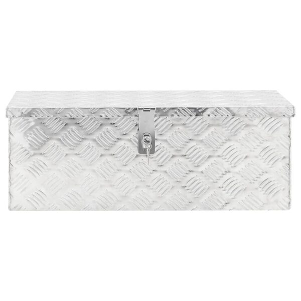 vidaXL Storage Box Silver 27.6"x12.2"x10.6" Aluminum - Image 2